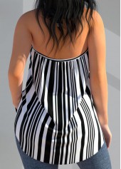 Black Cross Halter Striped Tank Top