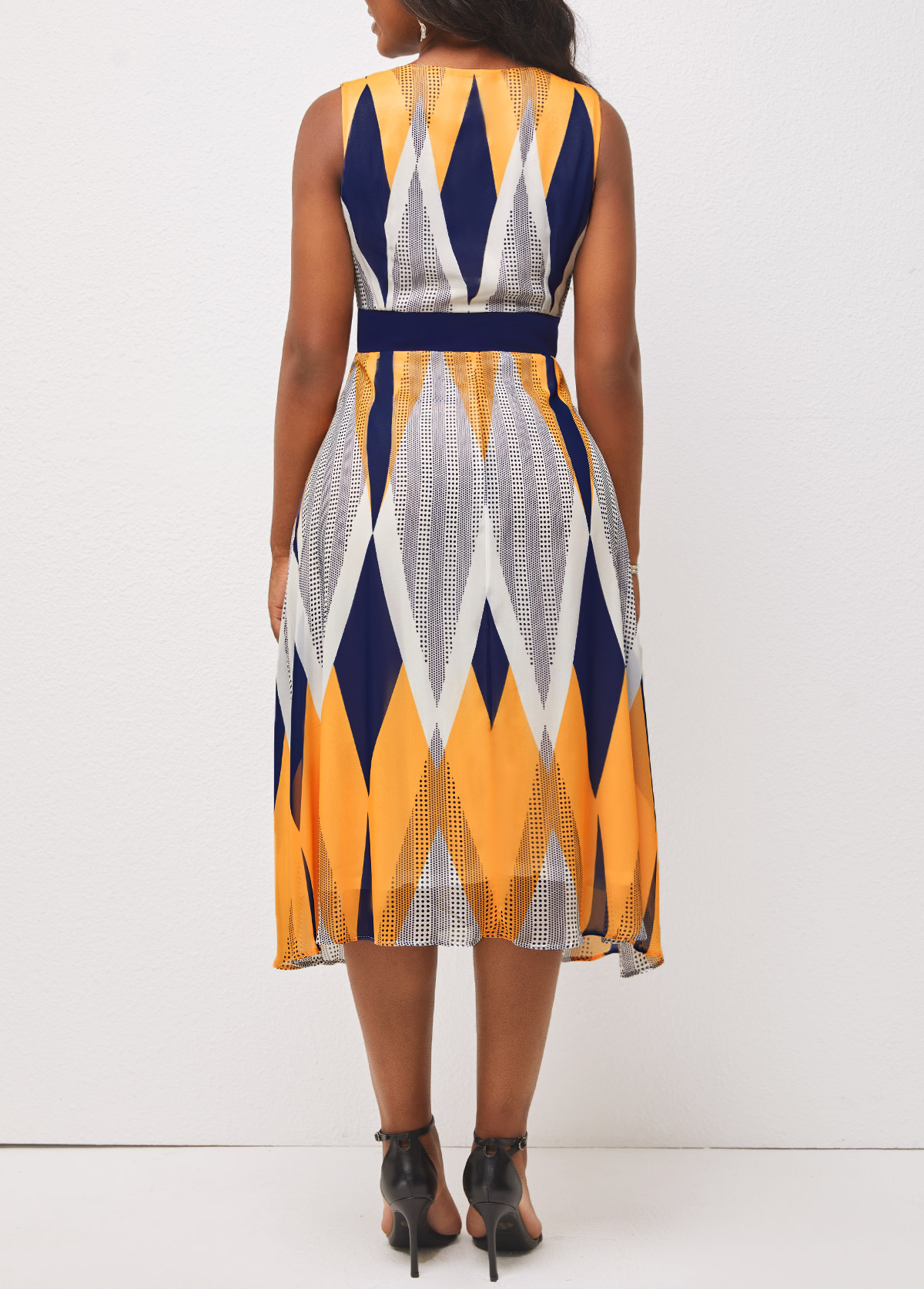 Geometric Print Multi Color Sleeveless Dress