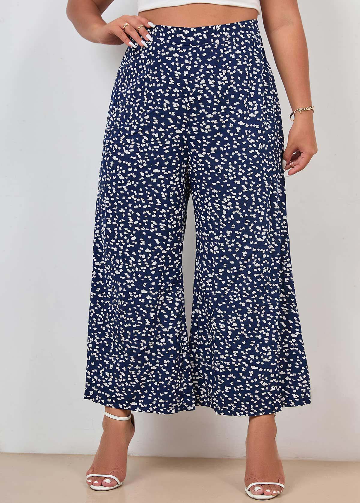 High Waisted Navy Blue Plus Size Pants