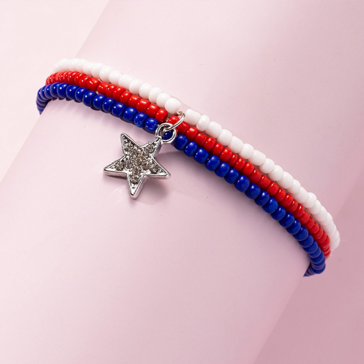 Rhinestone Beads Detail Star Design Bracelet
