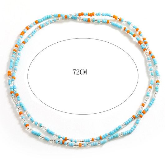 Beads Light Blue Plastic Design Belt