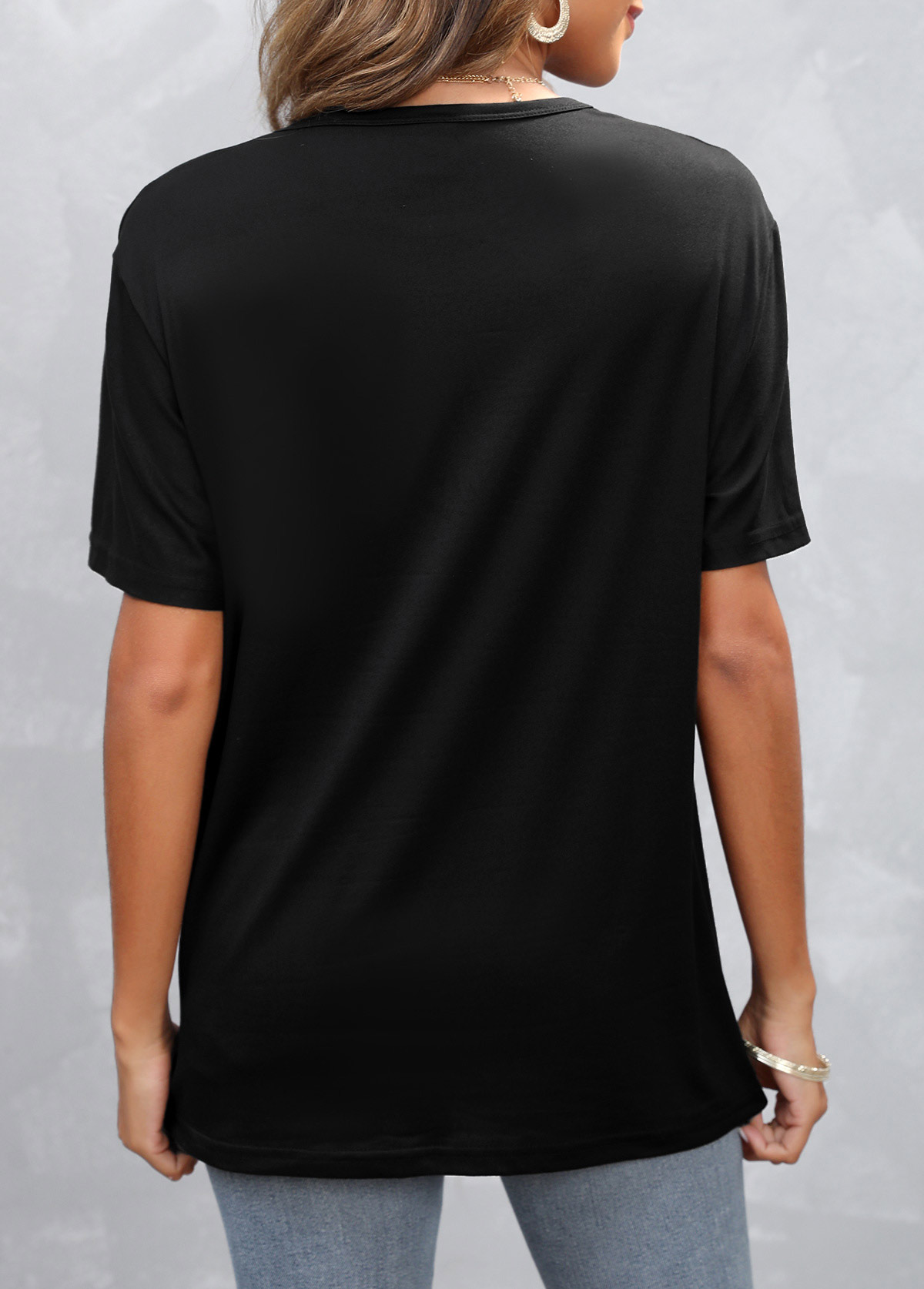 Hot Drilling Short Sleeve Black T Shirt