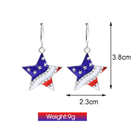 American Flag Design Multi Color Star Shape Earrings