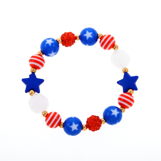 Star Shape Multi Color American Flag Design Bracelet