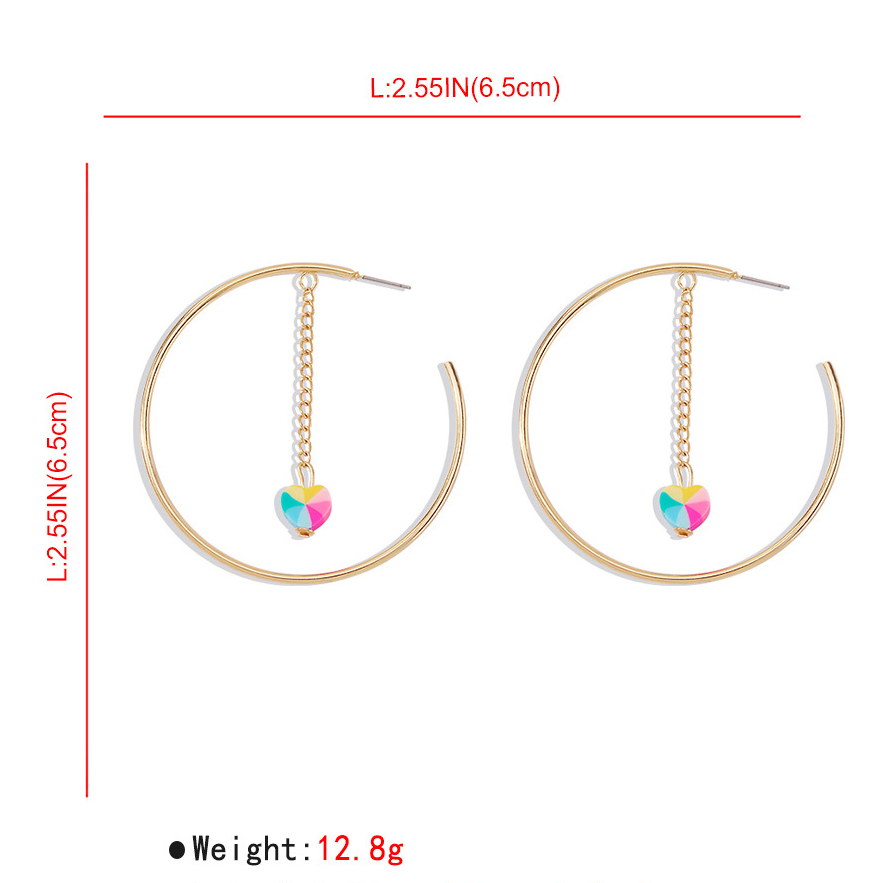 Metal Detail Heart Design Gold Earrings
