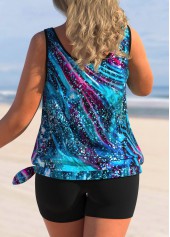 Starry Night Print Plus Size Tie Side Tankini Top-No Bottom