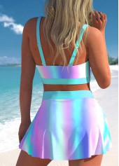 High Waisted Colorful Print Front Cross Bikini Set