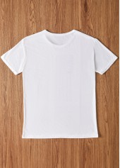 American Flag Print White Round Neck T Shirt