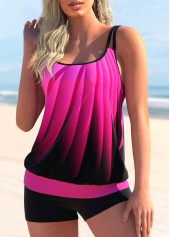 Double Straps Ombre Hot Pink Tankini Top-No Bottom