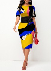 Tie Front Graffiti Print Multi Color Dress