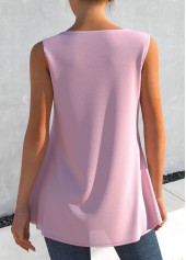 Floral Print Light Pink Faux Two Piece Tank Top