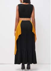 Ruffle Hem Tie Front Ginger Halter Belted Dress