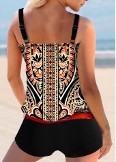 Double Straps Multi Color Tribal Print Tankini Set
