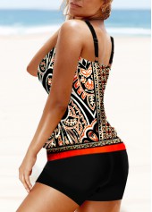 Double Straps Multi Color Tribal Print Tankini Set