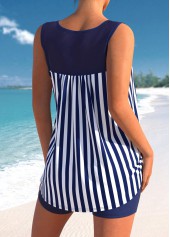 Bowknot Nautical Striped Navy Blue Tankini Set