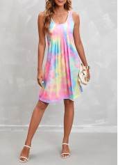Multi Color Sleeveless Pleated Design Dress