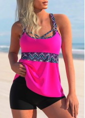 Polka Dot Hot Pink Chevron Print Tankini Set