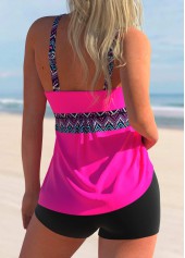 Polka Dot Hot Pink Chevron Print Tankini Set