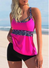 Polka Dot Hot Pink Chevron Print Tankini Set