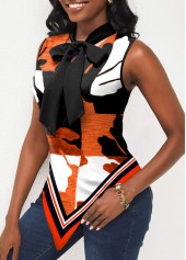 Tie Front Asymmetric Hem Black Tank Top