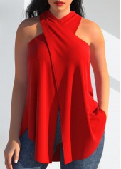Halter Red Cross Front Tank Top