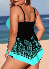 Cyan Plus Size Paisley Print Swimdress Top-No Bottom