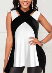 Criss Cross White Cutout Tank Top