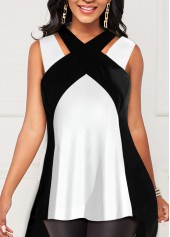 Criss Cross White Cutout Tank Top