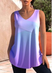 V Neck Rainbow Color Ombre Tank Top
