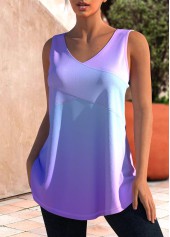 V Neck Rainbow Color Ombre Tank Top