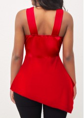 Asymmetric Hem Red Cross Front Tank Top