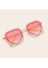 Metal Frame Pink Heart Print Sunglasses