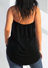 Halter Cross Front Black Tank Top