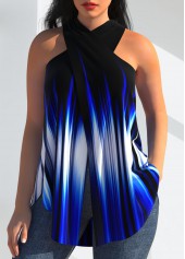 Cross Halter Black Contrast Tank Top