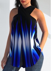 Cross Halter Black Contrast Tank Top