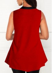 Contrast Red V Neck Tank Top