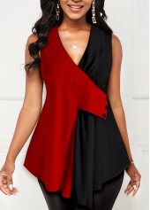 Contrast Red V Neck Tank Top