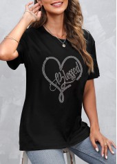 Hot Drilling Short Sleeve Black T Shirt