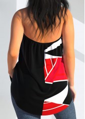 Halter Geometric Print Black Cross Tank Top