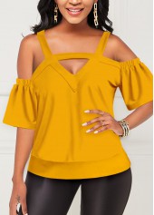 Cutout Front Cold Shoulder Ginger T Shirt