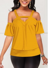 Cutout Front Cold Shoulder Ginger T Shirt
