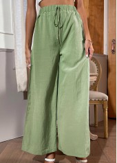 High Waisted Green Side Slit Pants