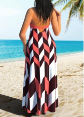 Cross Halter Geometric Print Sleeveless Multi Color Dress
