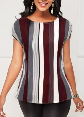 Striped Twist Back Wine Red Tank Top