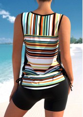 Cross Strap Tie Side Striped Tankini Set