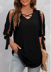 Black Pearl Design Cold Shoulder T Shirt