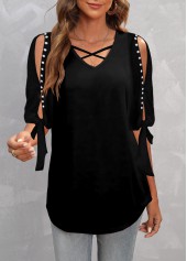 Black Pearl Design Cold Shoulder T Shirt