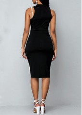 Cutout Sleeveless Black Asymmetric Hem Dress