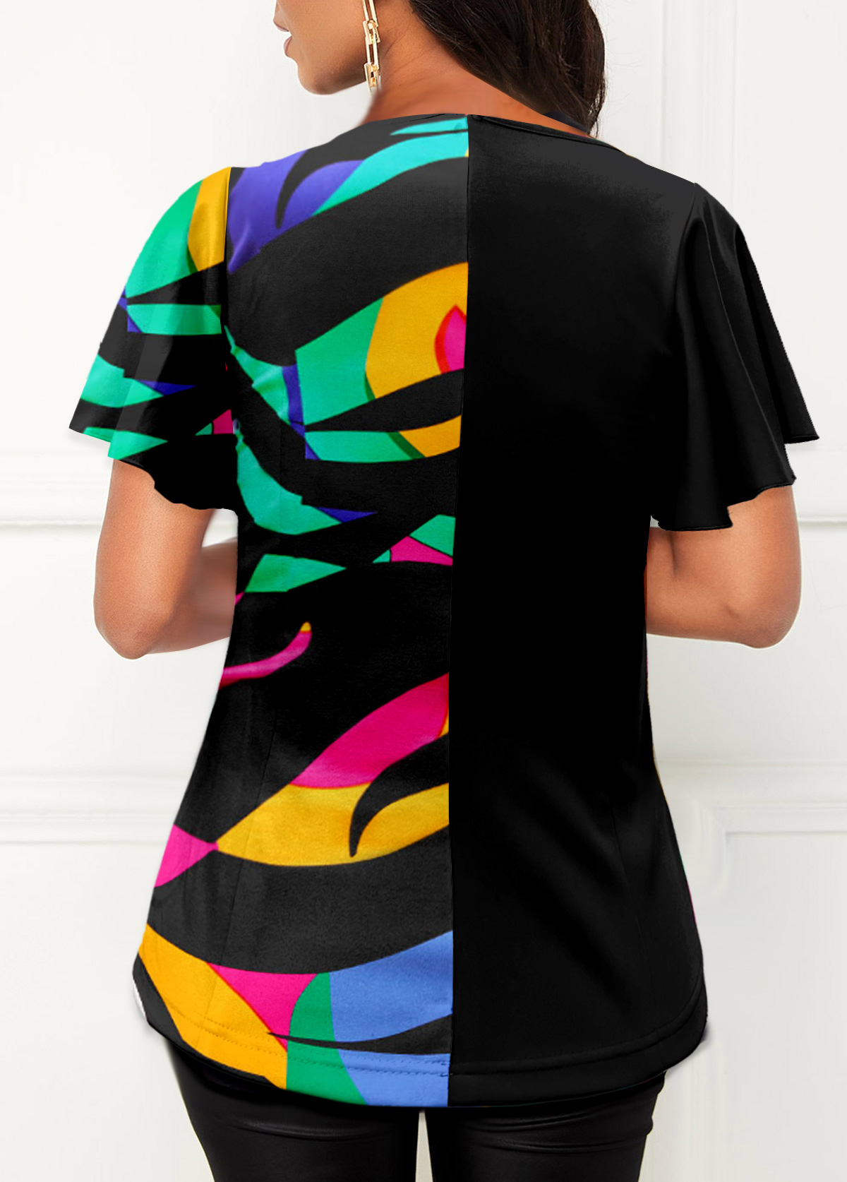 Side Slit Multi Color Short Sleeve T Shirt