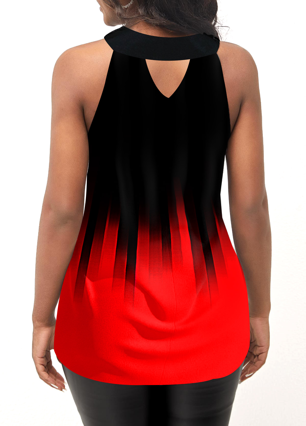 Red Ombre Cross Front Tank Top